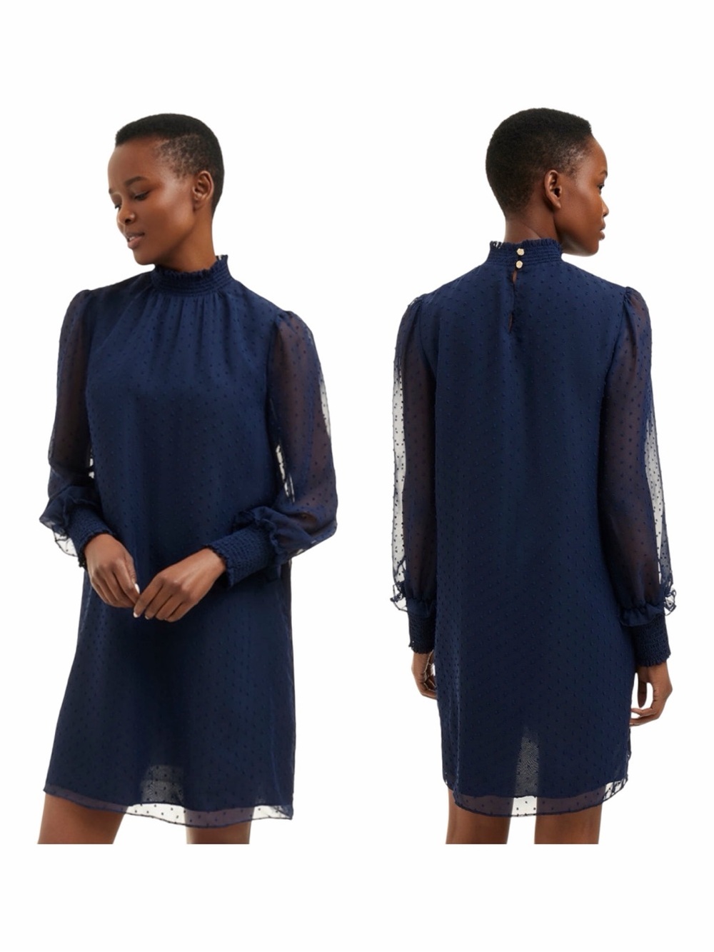 NWT! Draper James Navy Blue Lindsay Long Sleeve Mini Dress. Size Large.